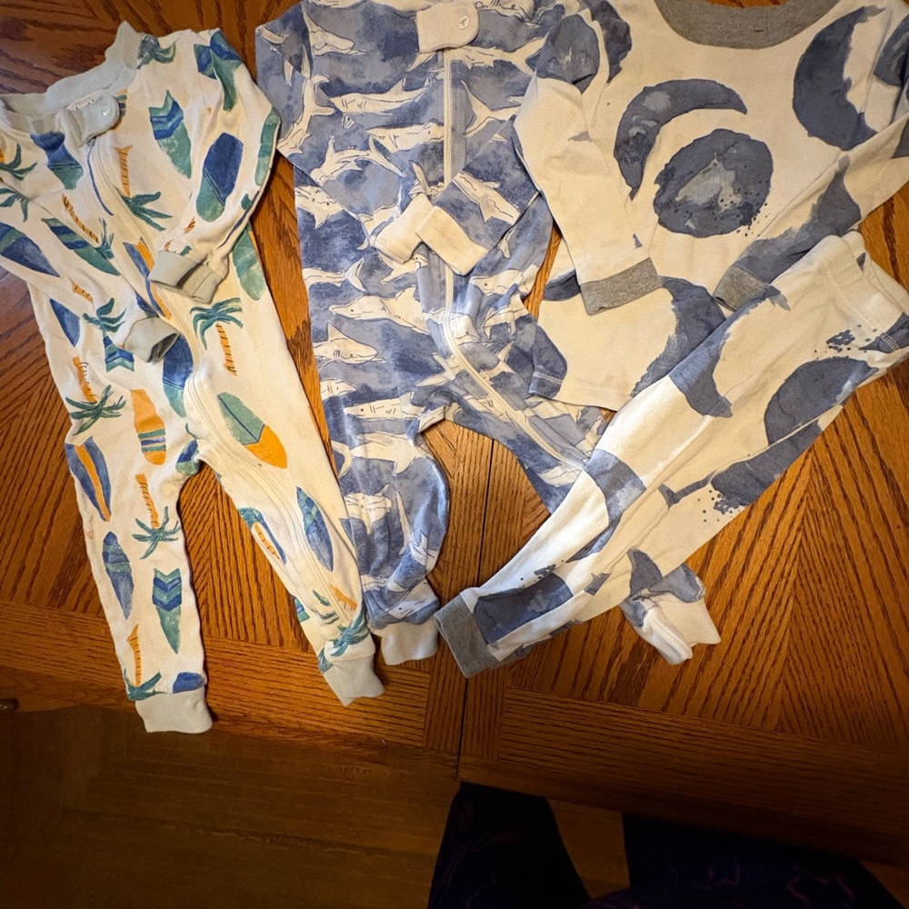 Burt's Bees Baby Blue and Cream Bodysuits